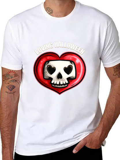 Loving Halloween Graphic Tee - Heart Skull