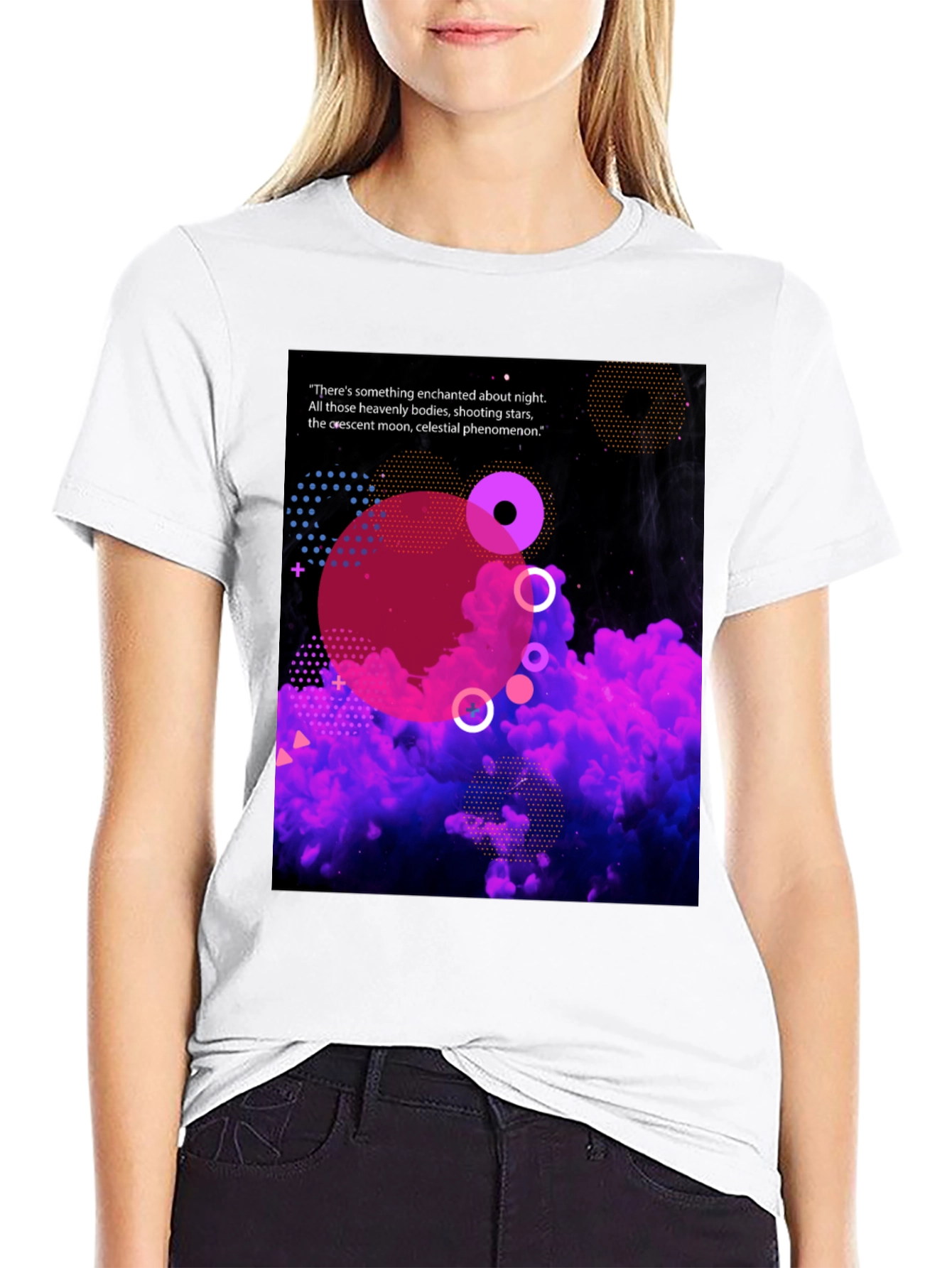 Enchanted Night Black T-Shirt - Celestial Design