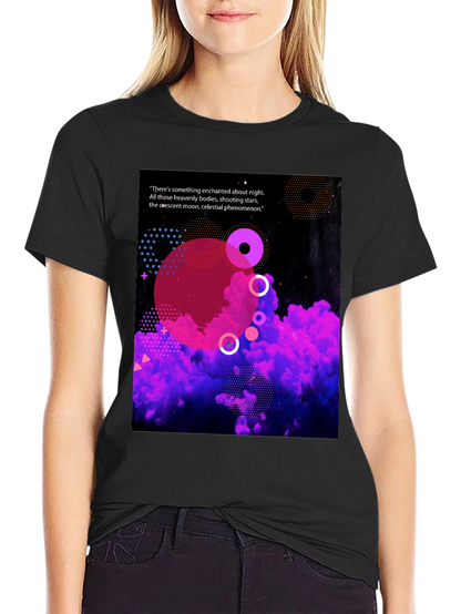 Enchanted Night Black T-Shirt - Celestial Design