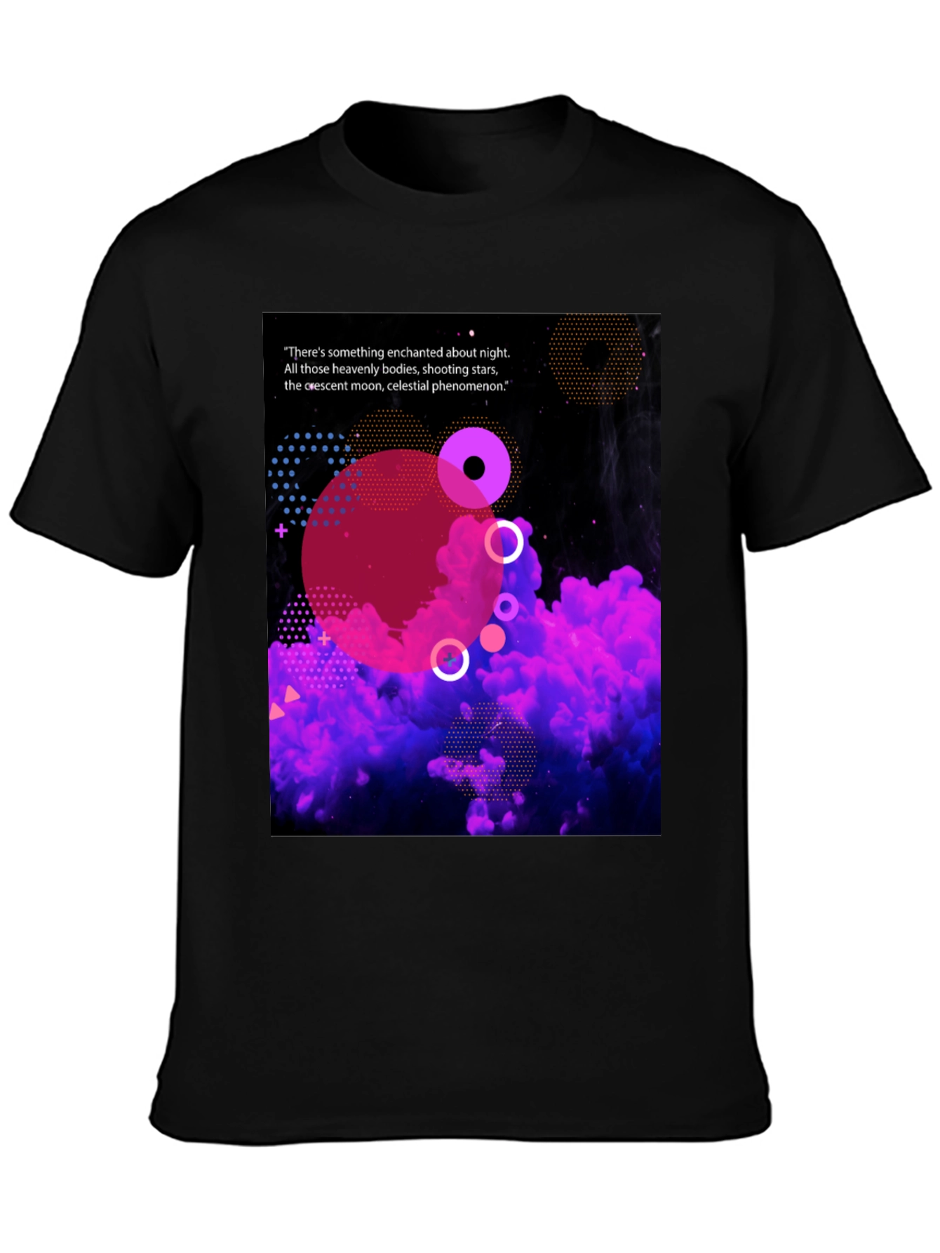 Enchanted Night Black T-Shirt - Celestial Design