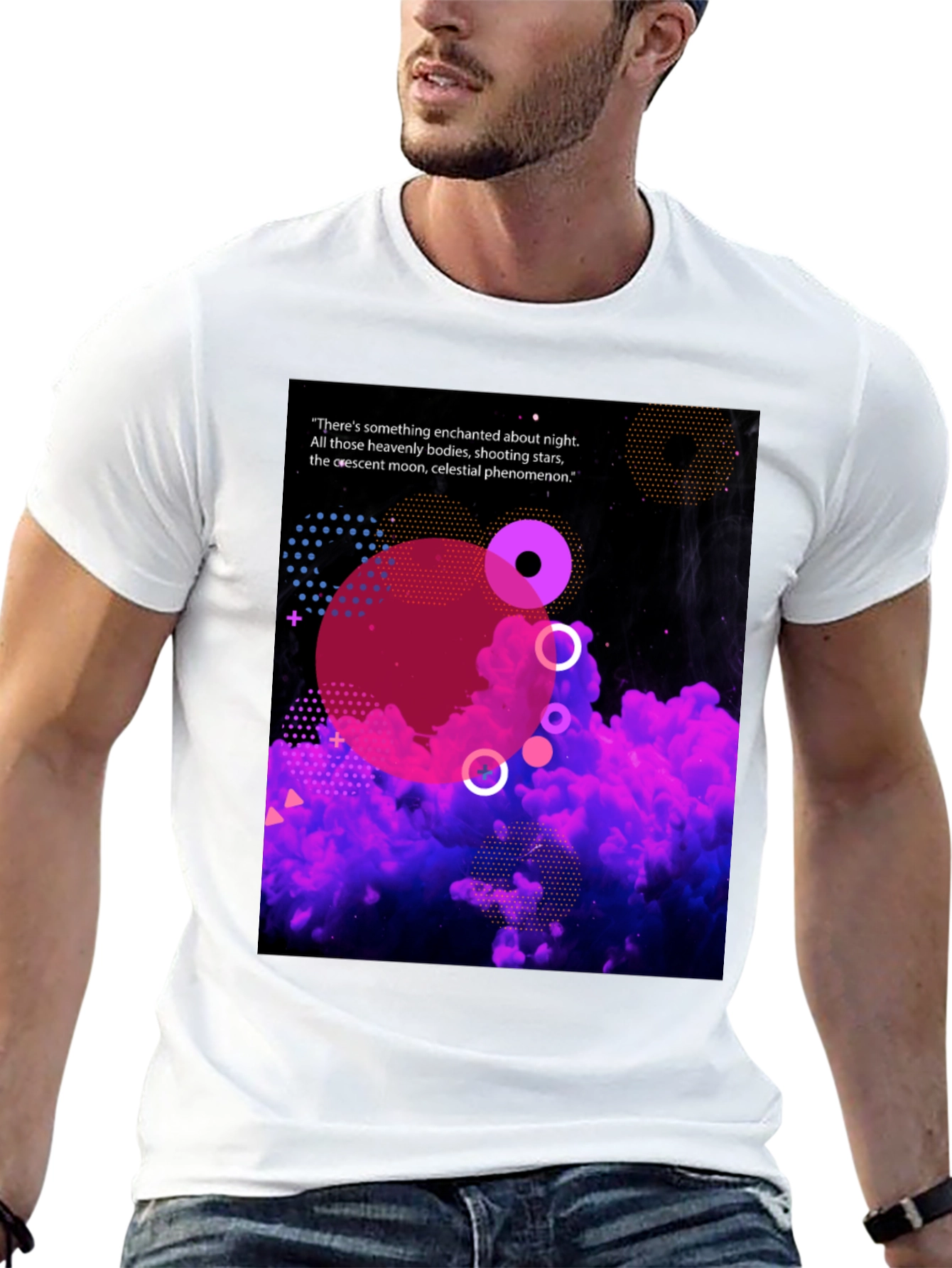 Enchanted Night Black T-Shirt - Celestial Design