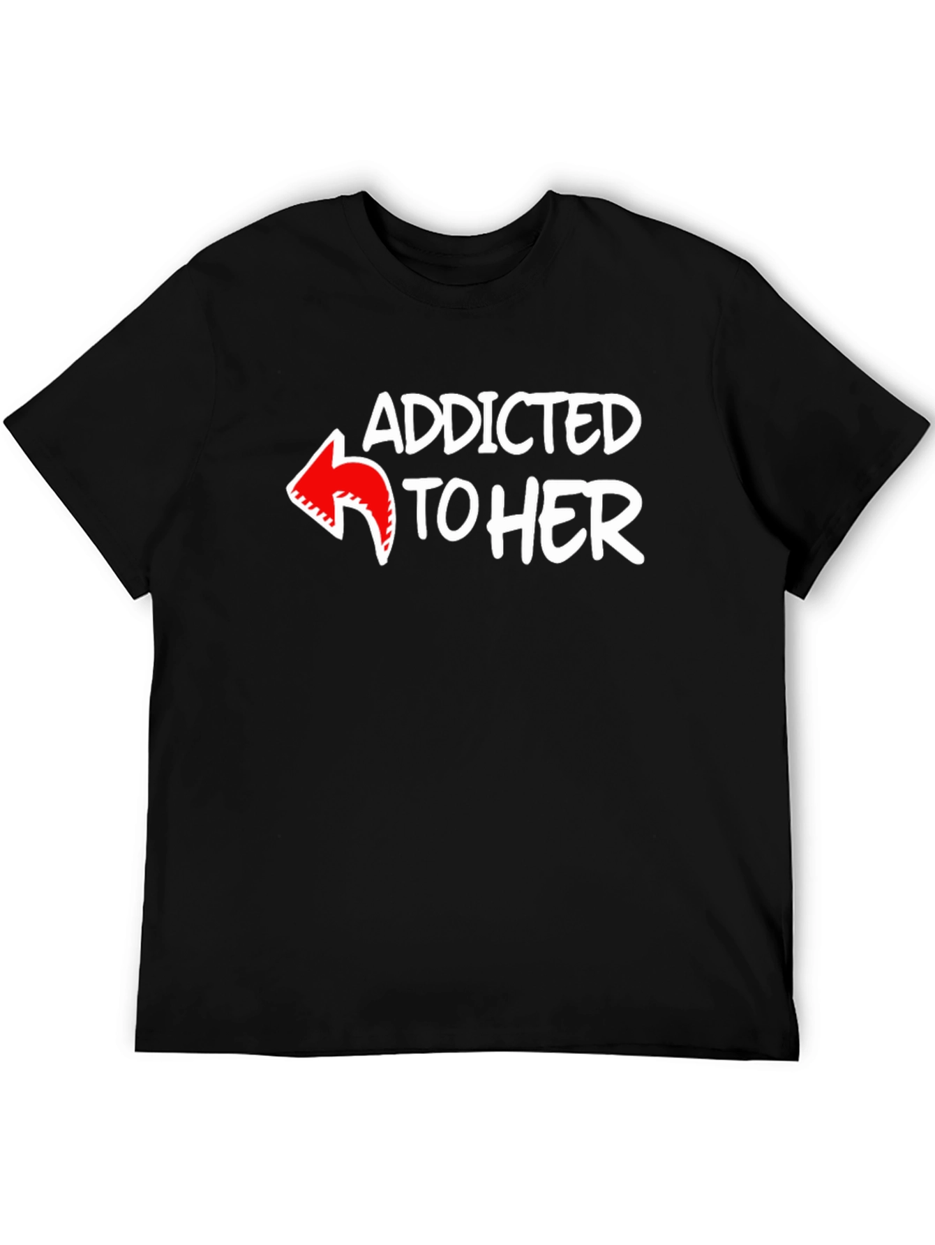 Addicted to Her Graphic Tee - Black Cotton Blend