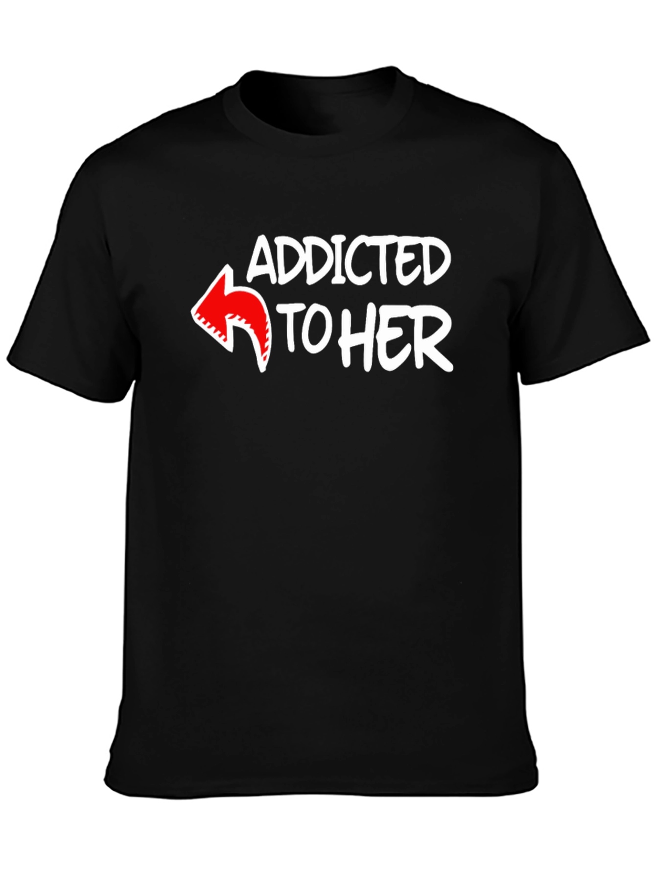 Addicted to Her Graphic Tee - Black Cotton Blend