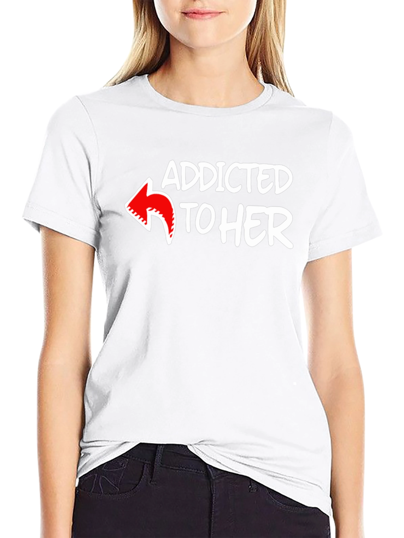 Addicted to Her Graphic Tee - Black Cotton Blend