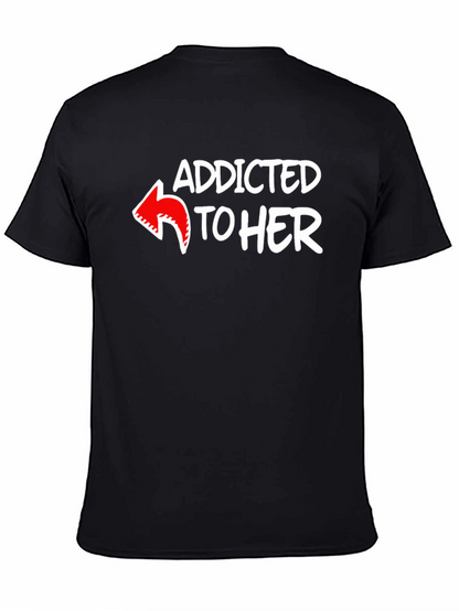 Addicted to Her Graphic Tee - Black Cotton Blend