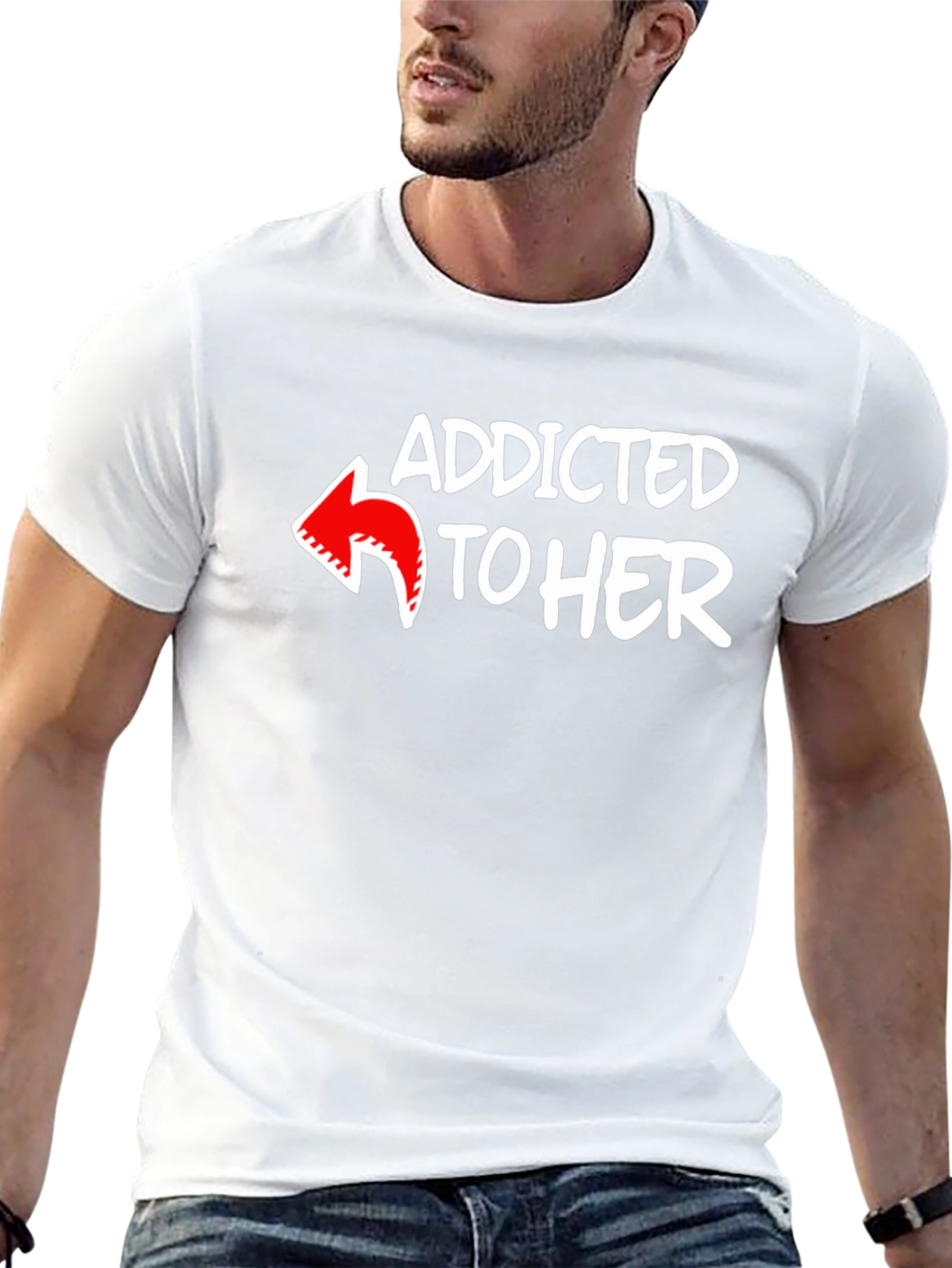 Addicted to Her Graphic Tee - Black Cotton Blend