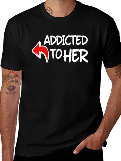 Addicted to Her Graphic Tee - Black Cotton Blend