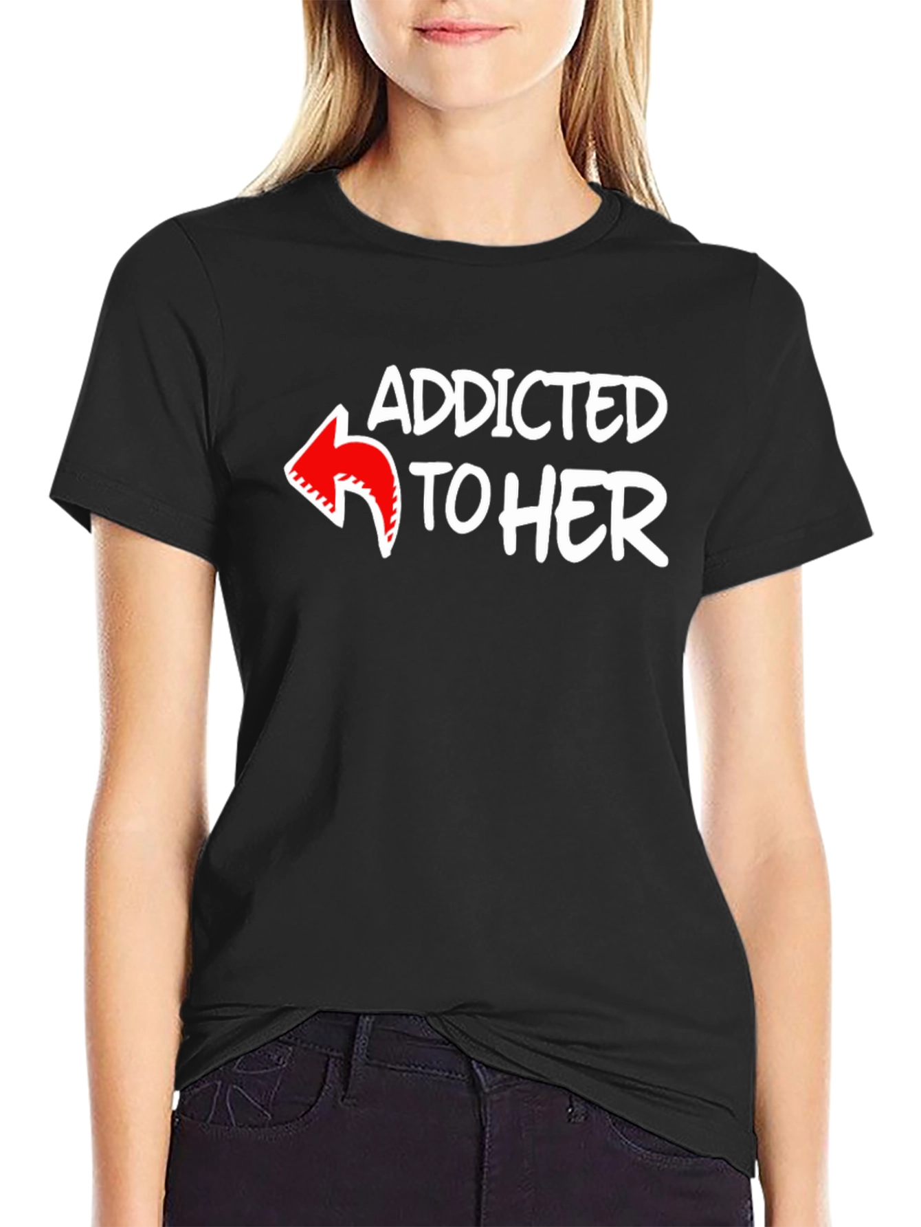 Addicted to Her Graphic Tee - Black Cotton Blend