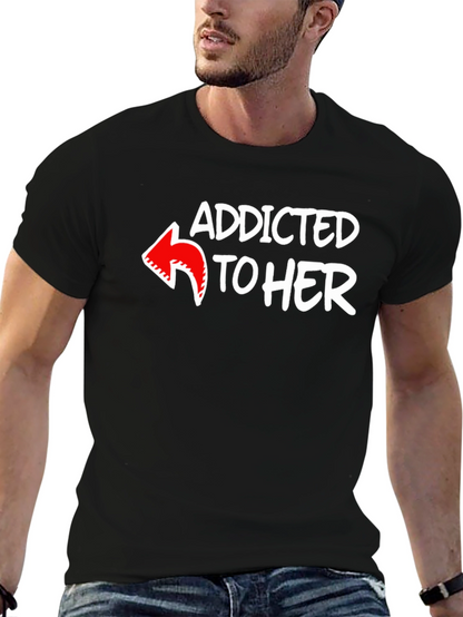 Addicted to Her Graphic Tee - Black Cotton Blend