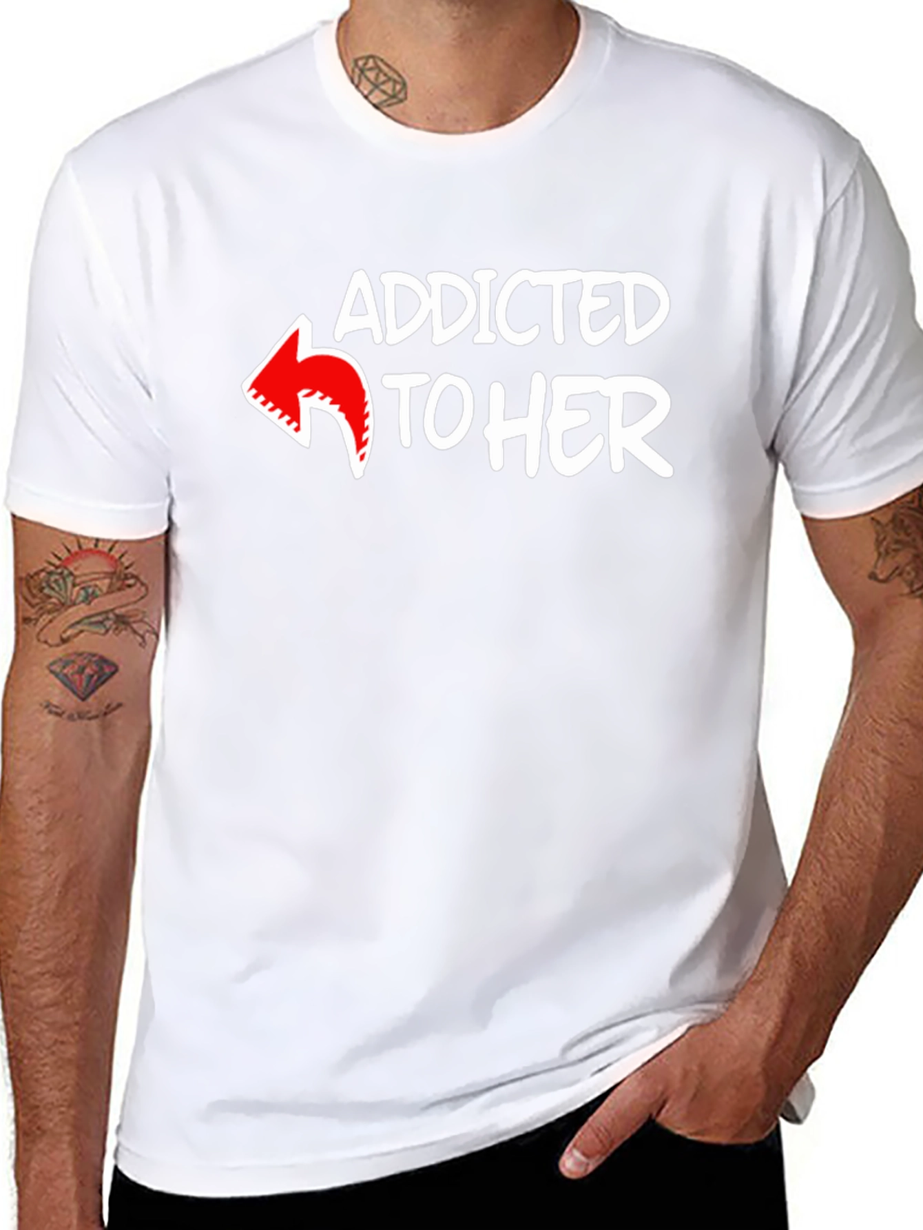 Addicted to Her Graphic Tee - Black Cotton Blend