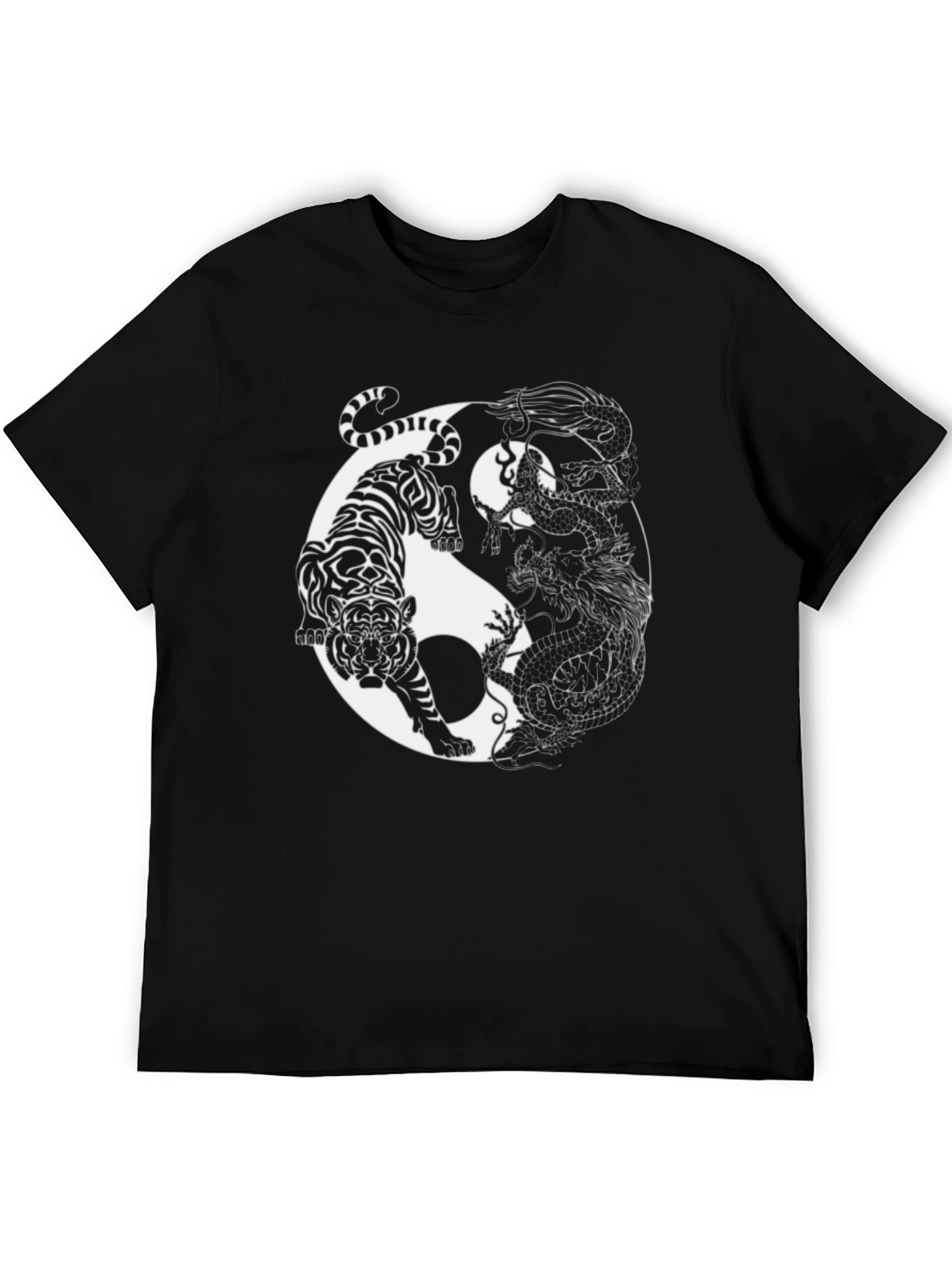 Yin Yang Tiger Dragon Graphic T-Shirt