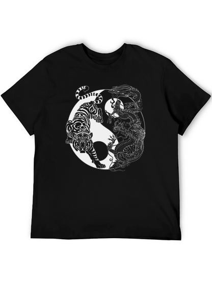 Yin Yang Tiger Dragon Graphic T-Shirt
