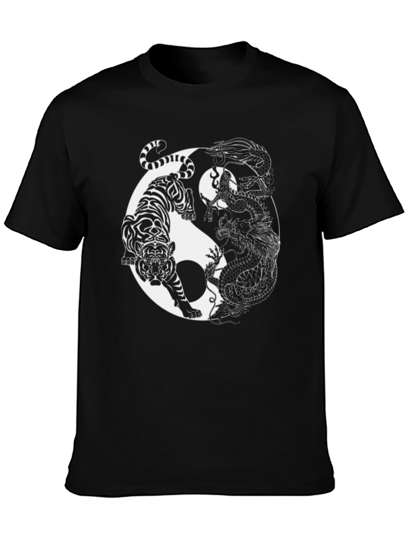 Yin Yang Tiger Dragon Graphic T-Shirt