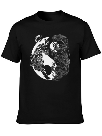 Yin Yang Tiger Dragon Graphic T-Shirt