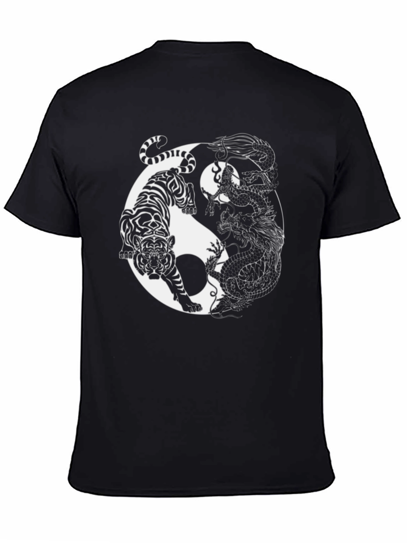 Yin Yang Tiger Dragon Graphic T-Shirt