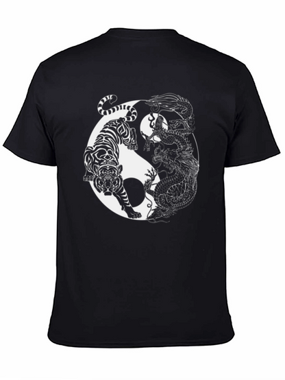 Yin Yang Tiger Dragon Graphic T-Shirt