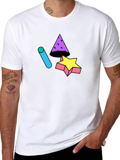 Retro 90s Geometric T-Shirt - Black