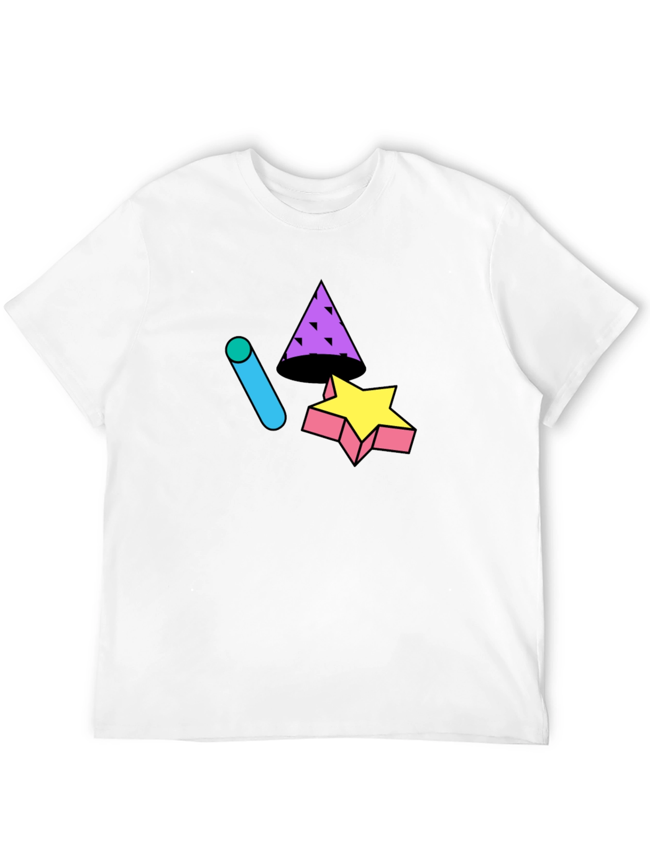 Retro 90s Geometric T-Shirt - Black