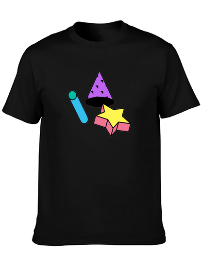 Retro 90s Geometric T-Shirt - Black