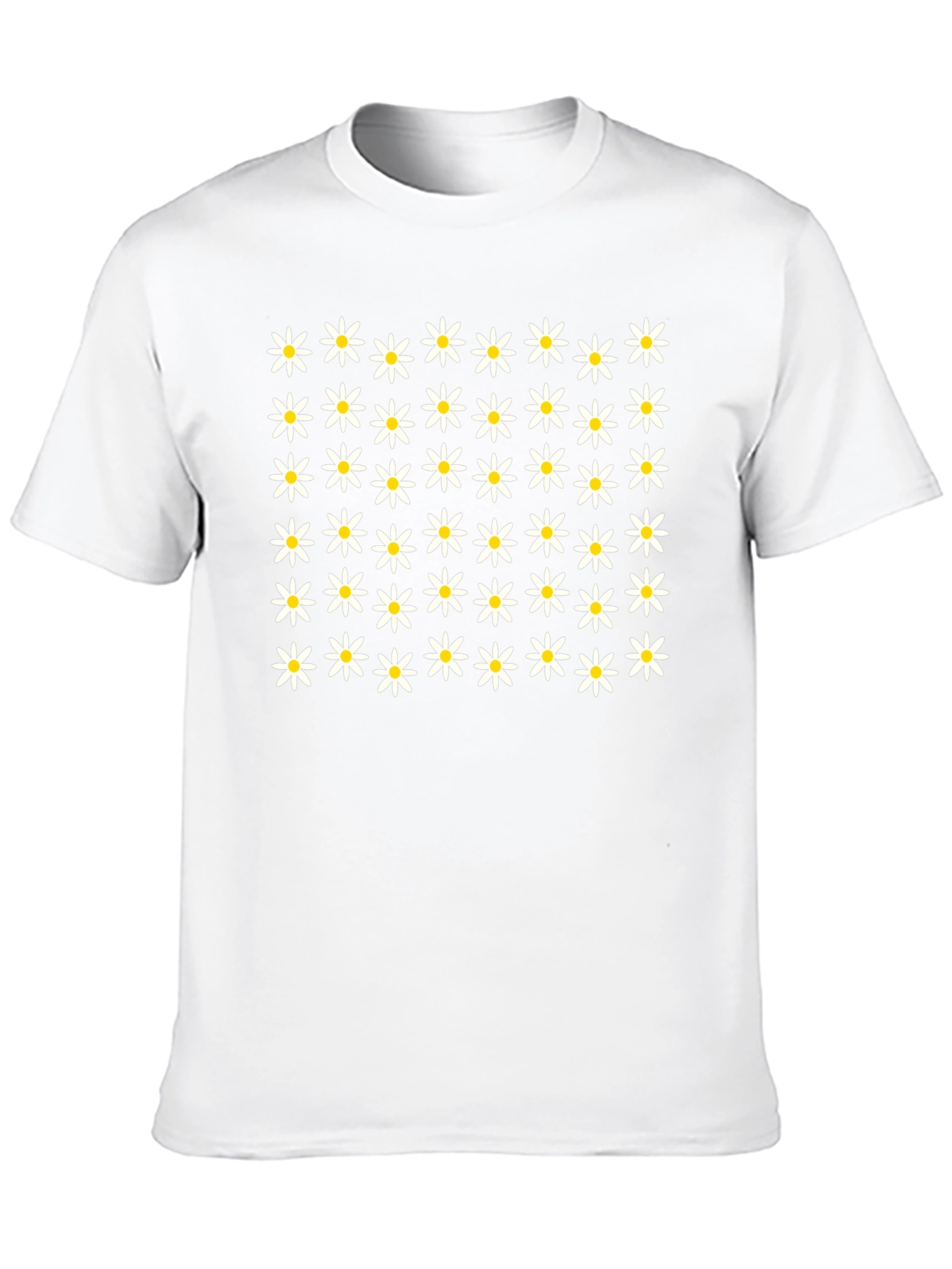 Daisy Flower Pattern Black T-Shirt