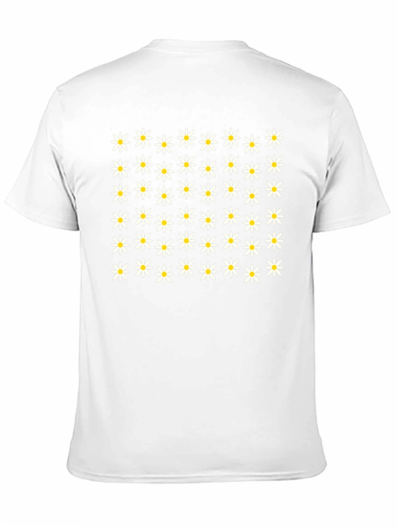 Daisy Flower Pattern Black T-Shirt