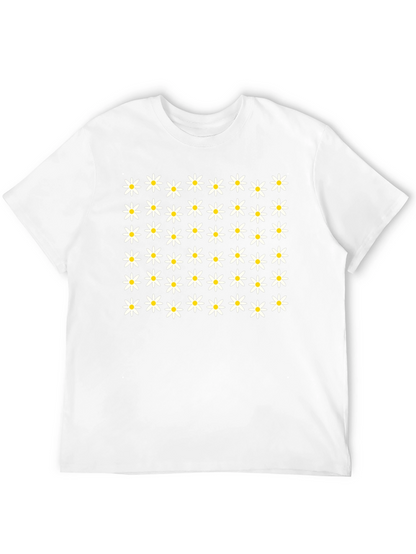 Daisy Flower Pattern Black T-Shirt