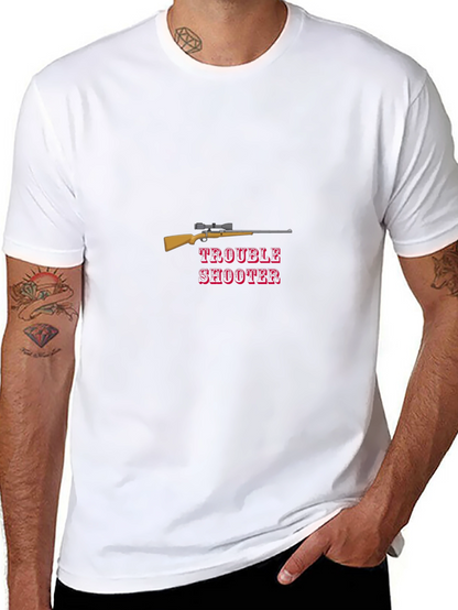 Trouble Shooter Graphic Tee - Rifle Design Black T-Shirt