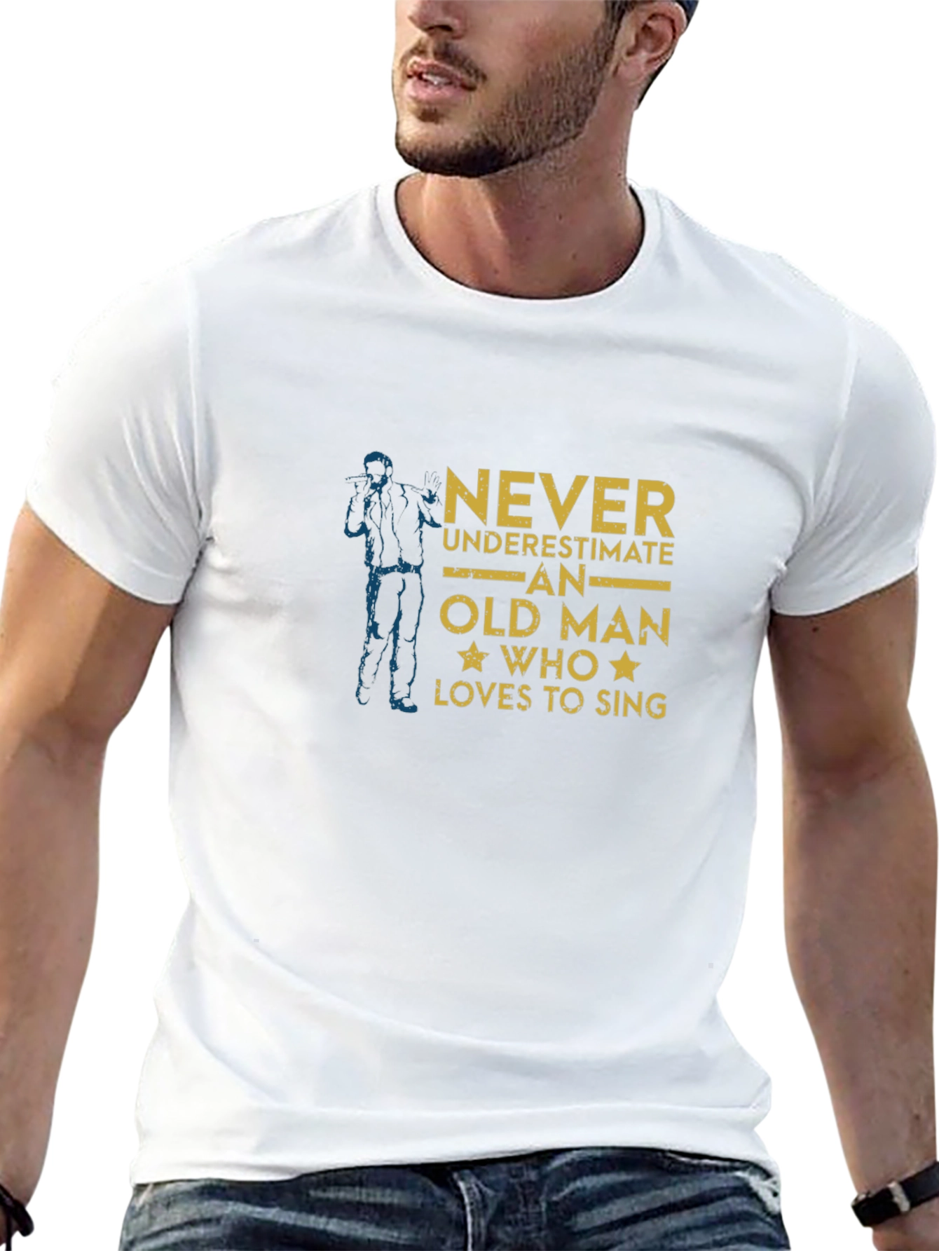 Never Underestimate Old Man Who Loves To Sing T-Shirt