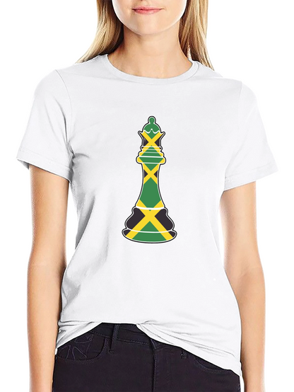 Jamaica Flag Chess Queen Graphic Tee - Black T-Shirt