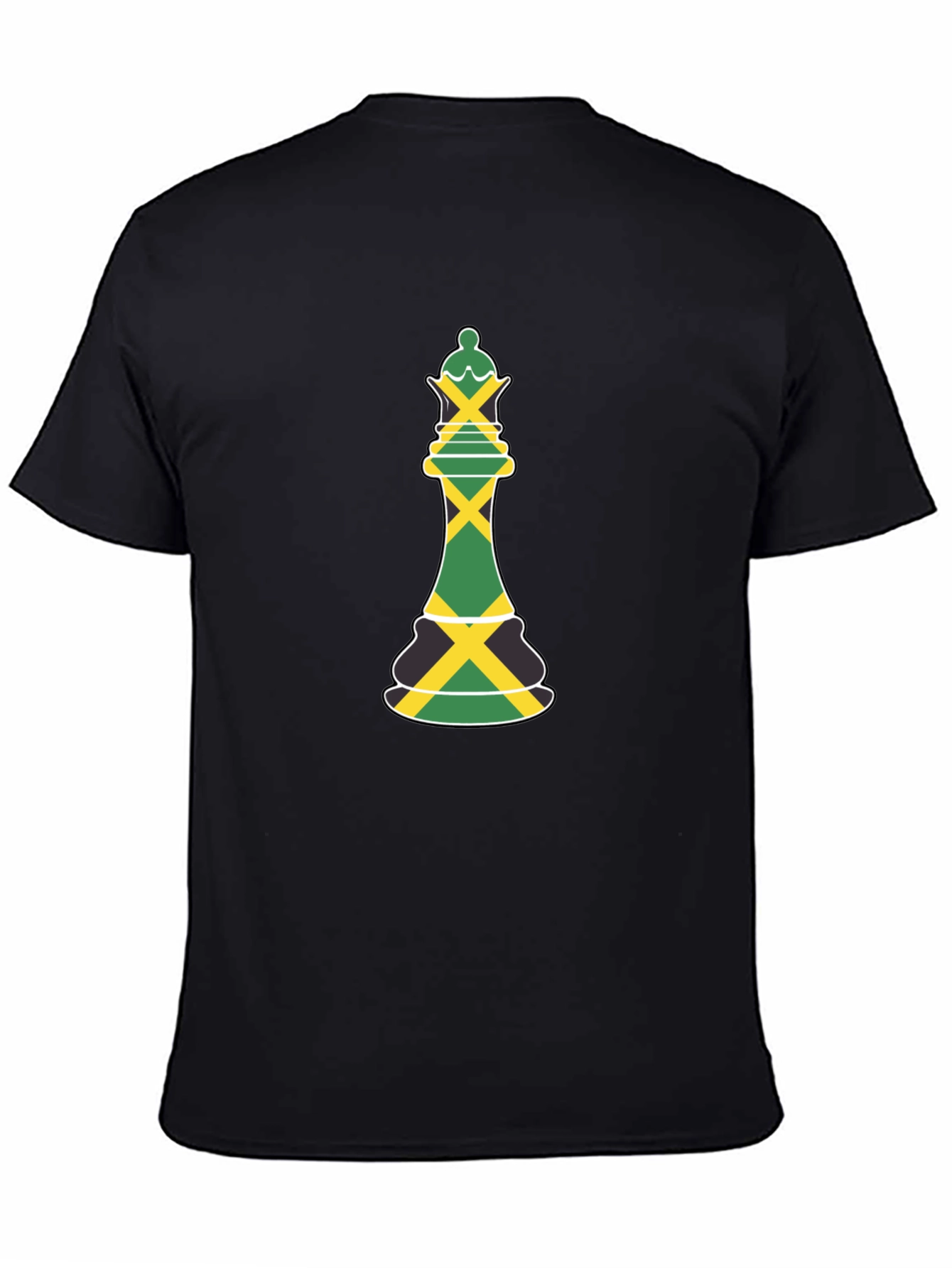 Jamaica Flag Chess Queen Graphic Tee - Black T-Shirt