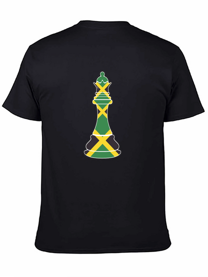 Jamaica Flag Chess Queen Graphic Tee - Black T-Shirt