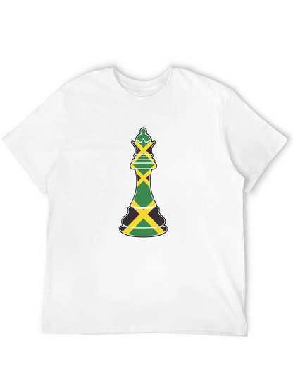 Jamaica Flag Chess Queen Graphic Tee - Black T-Shirt