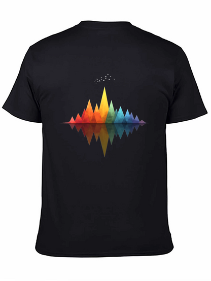 Geometric Rainbow Mountains T-Shirt - Stylish Graphic Tee