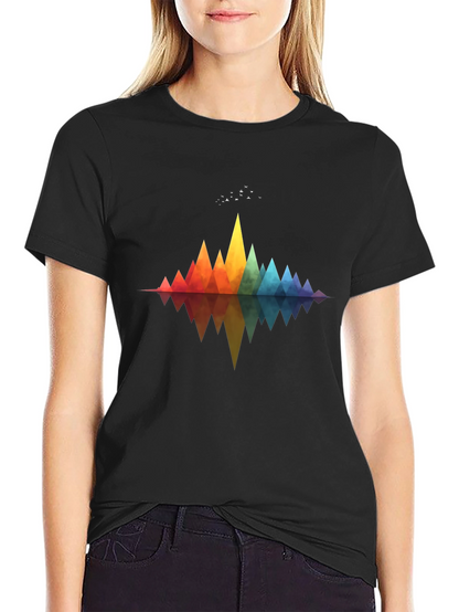 Geometric Rainbow Mountains T-Shirt - Stylish Graphic Tee