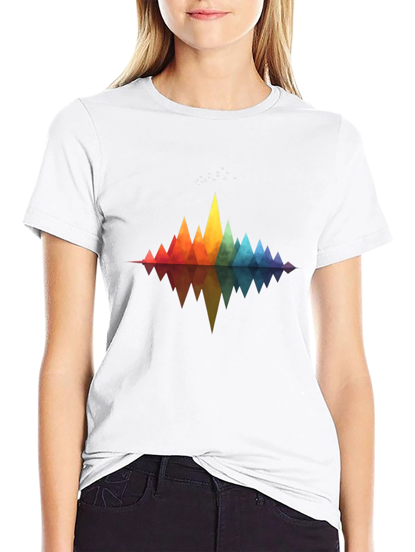 Geometric Rainbow Mountains T-Shirt - Stylish Graphic Tee