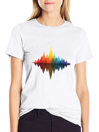 Geometric Rainbow Mountains T-Shirt - Stylish Graphic Tee