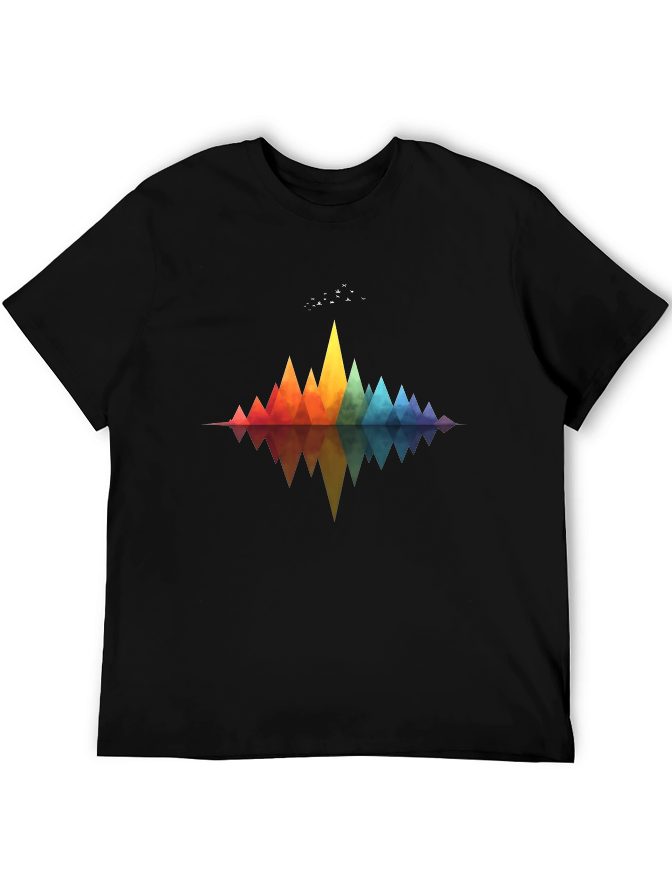 Geometric Rainbow Mountains T-Shirt - Stylish Graphic Tee
