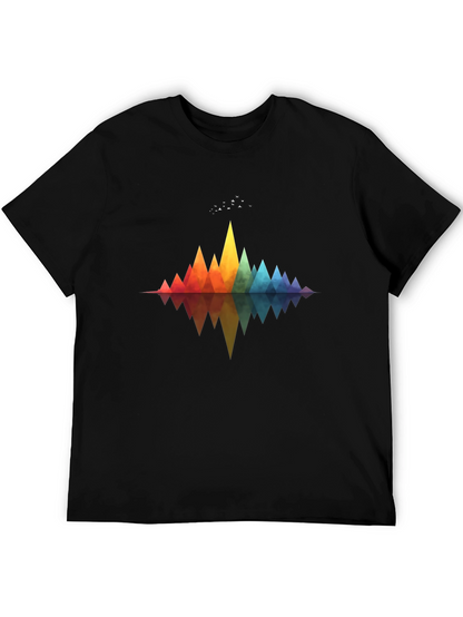 Geometric Rainbow Mountains T-Shirt - Stylish Graphic Tee
