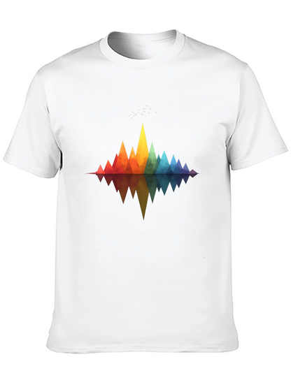 Geometric Rainbow Mountains T-Shirt - Stylish Graphic Tee