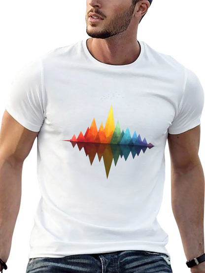 Geometric Rainbow Mountains T-Shirt - Stylish Graphic Tee
