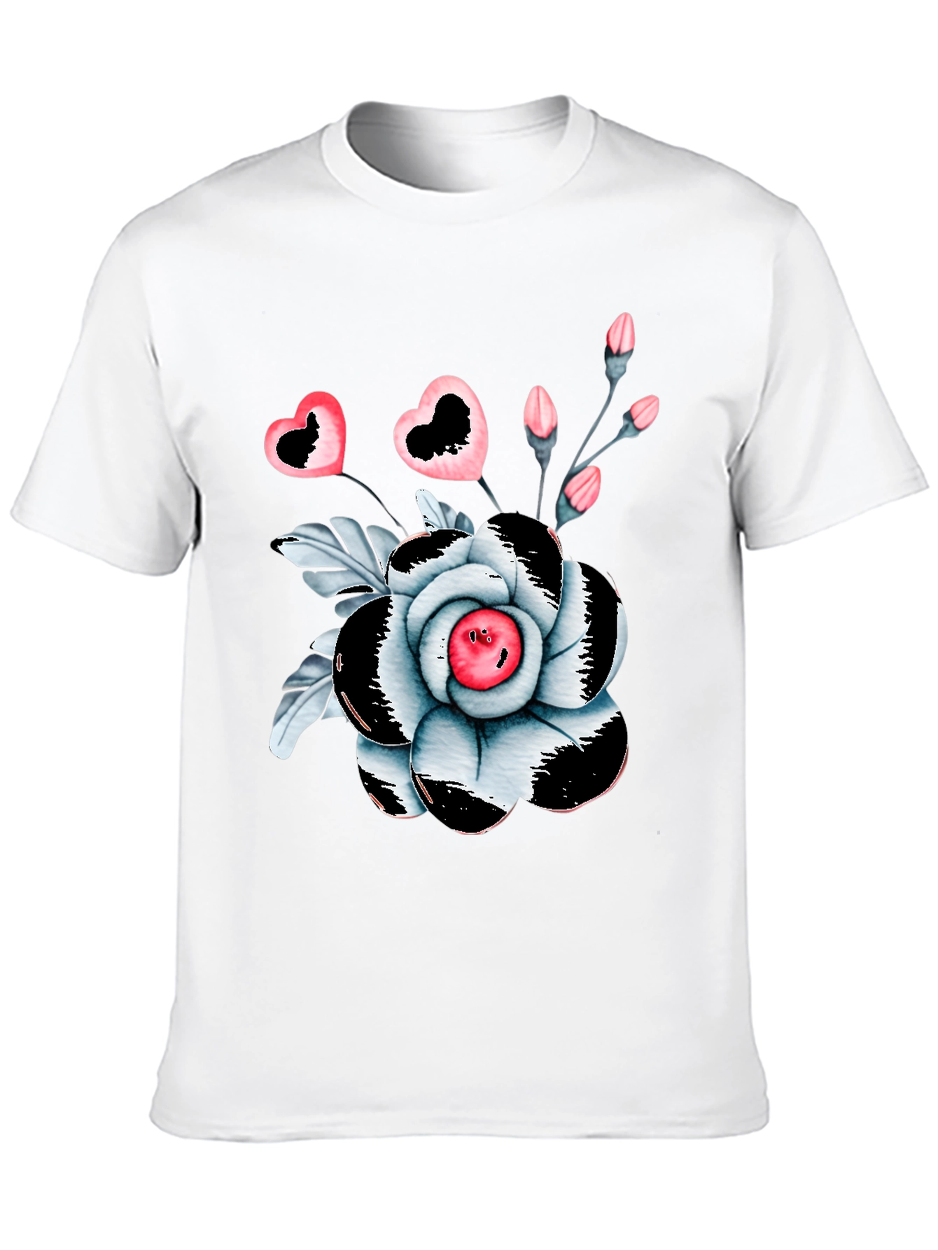 Floral Heart Graphic Tee - Trendy Black T-Shirt