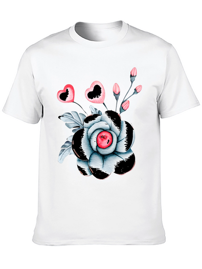 Floral Heart Graphic Tee - Trendy Black T-Shirt
