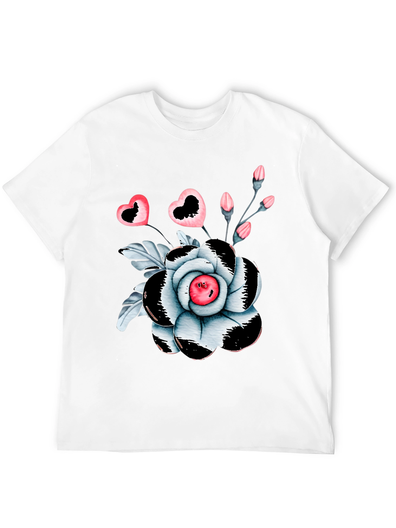 Floral Heart Graphic Tee - Trendy Black T-Shirt