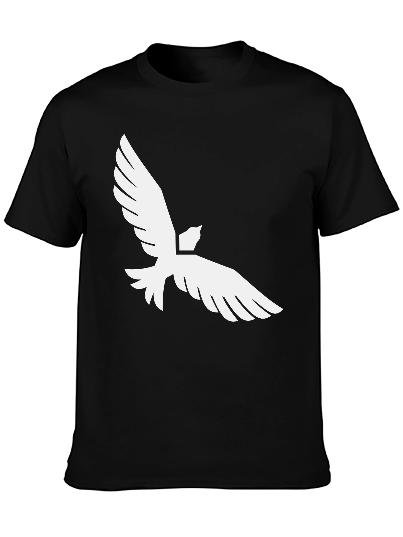 Black T-Shirt with White Bird Graphic