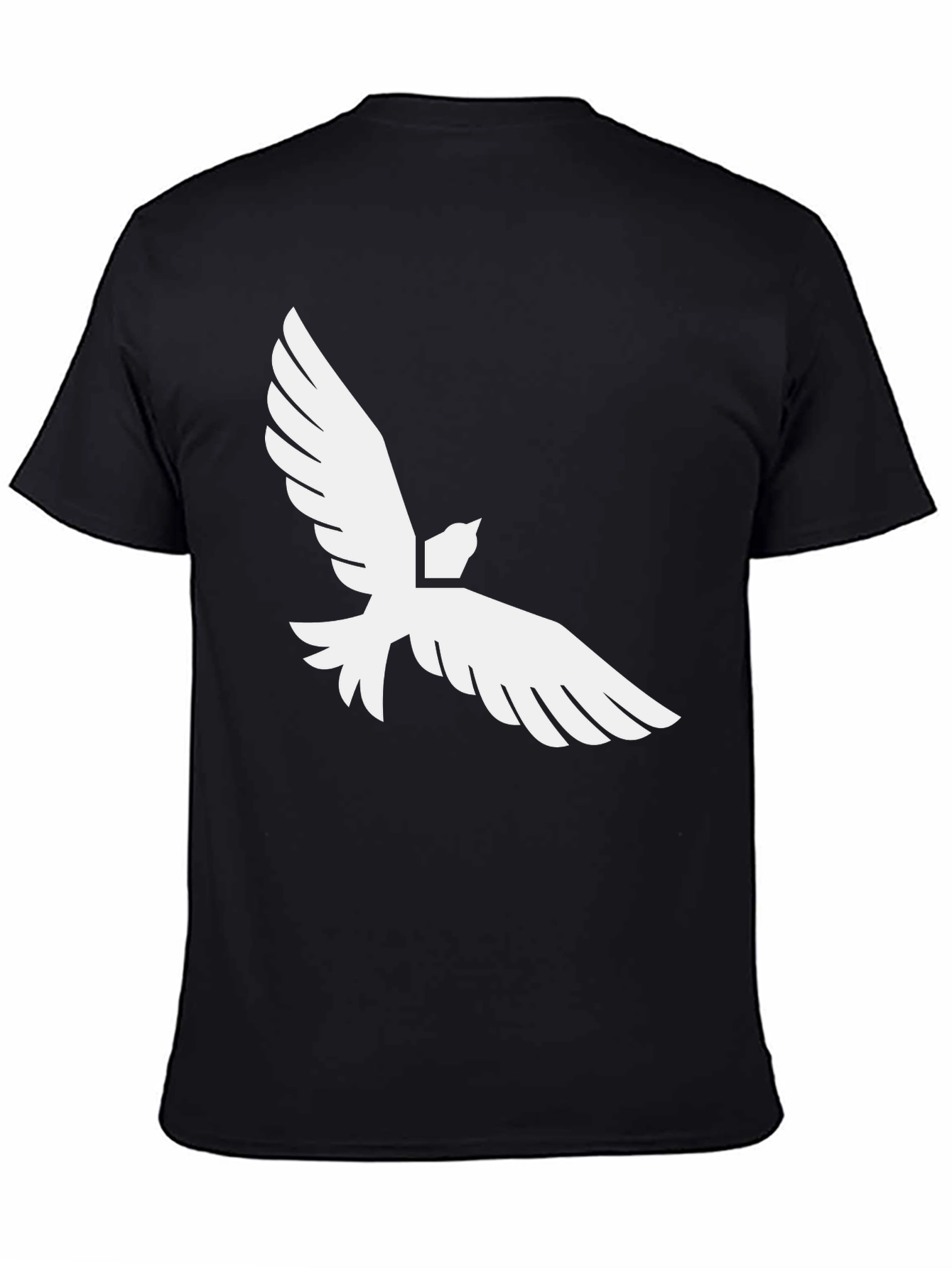 Black T-Shirt with White Bird Graphic