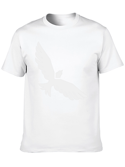 Black T-Shirt with White Bird Graphic