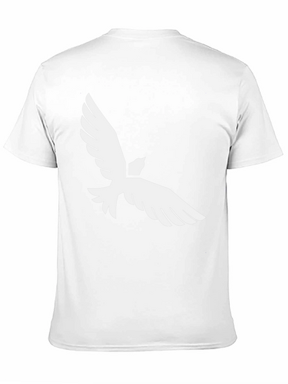 Black T-Shirt with White Bird Graphic