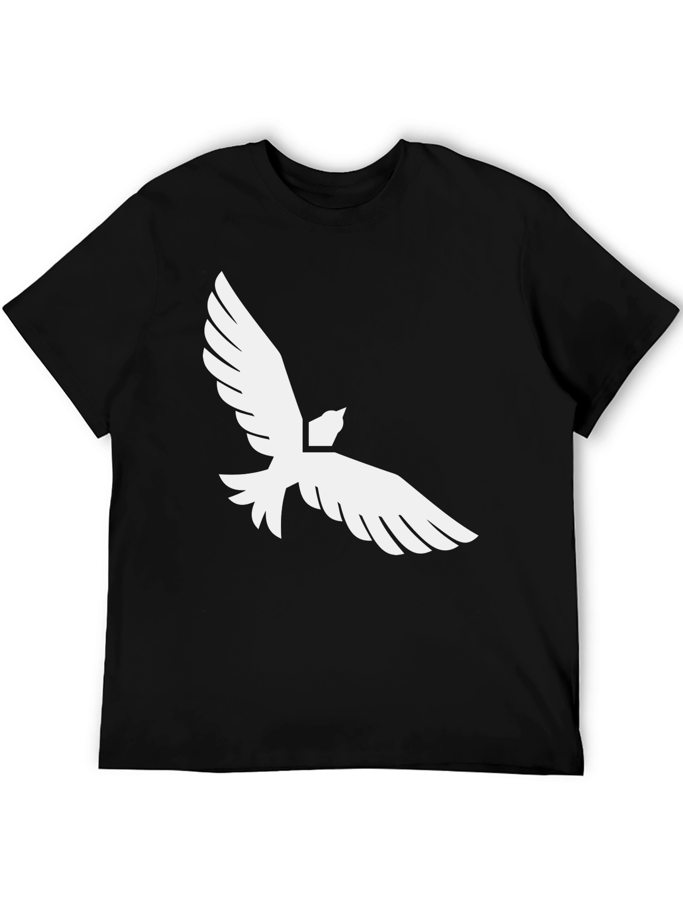 Black T-Shirt with White Bird Graphic