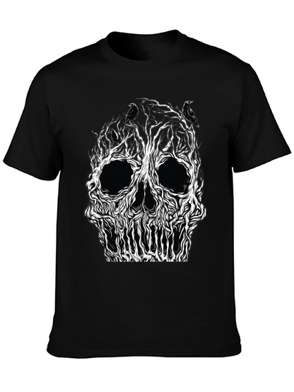 Skull Tree Raven Graphic Tee - Black