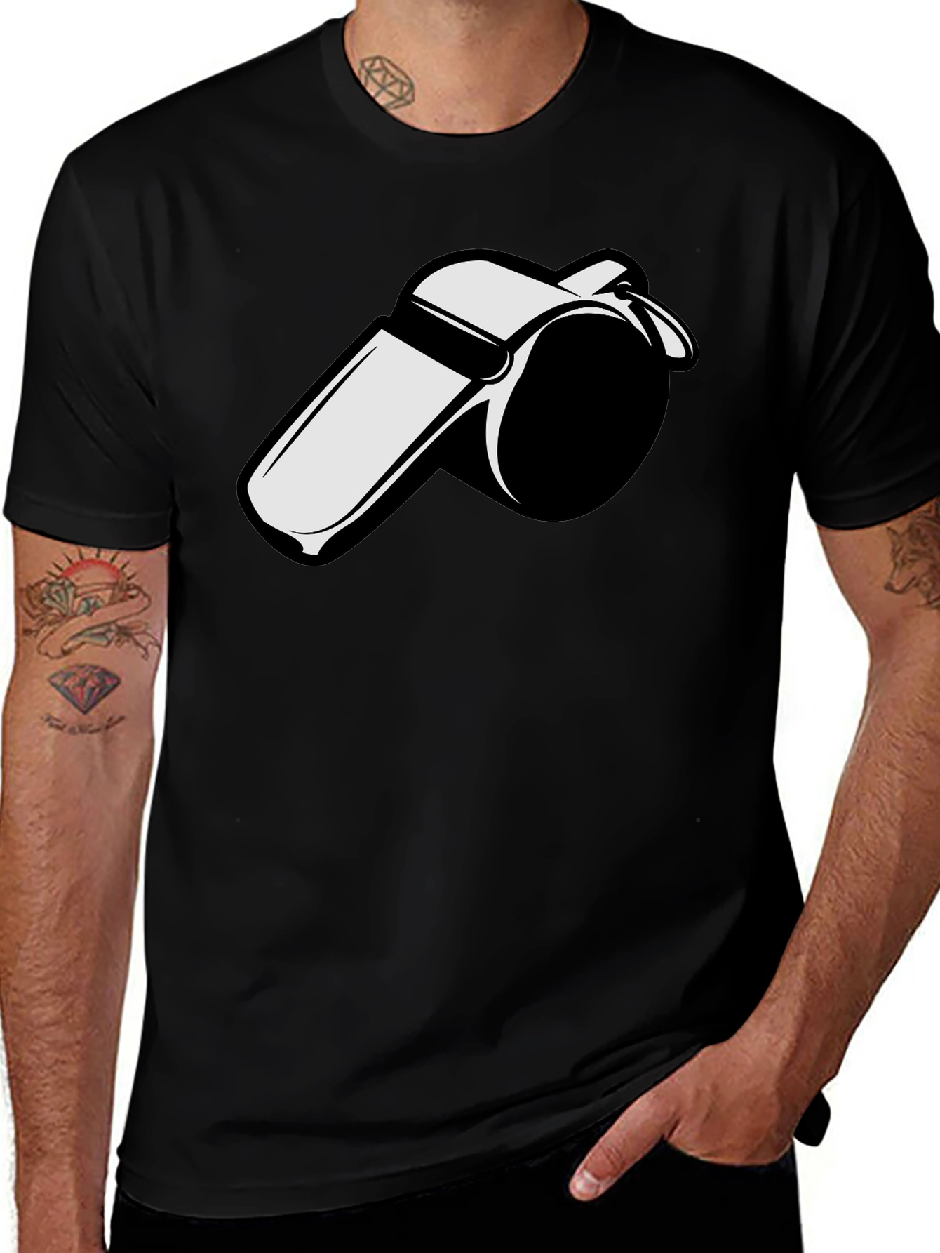 Whistle Graphic Tee - Black Cotton T-Shirt
